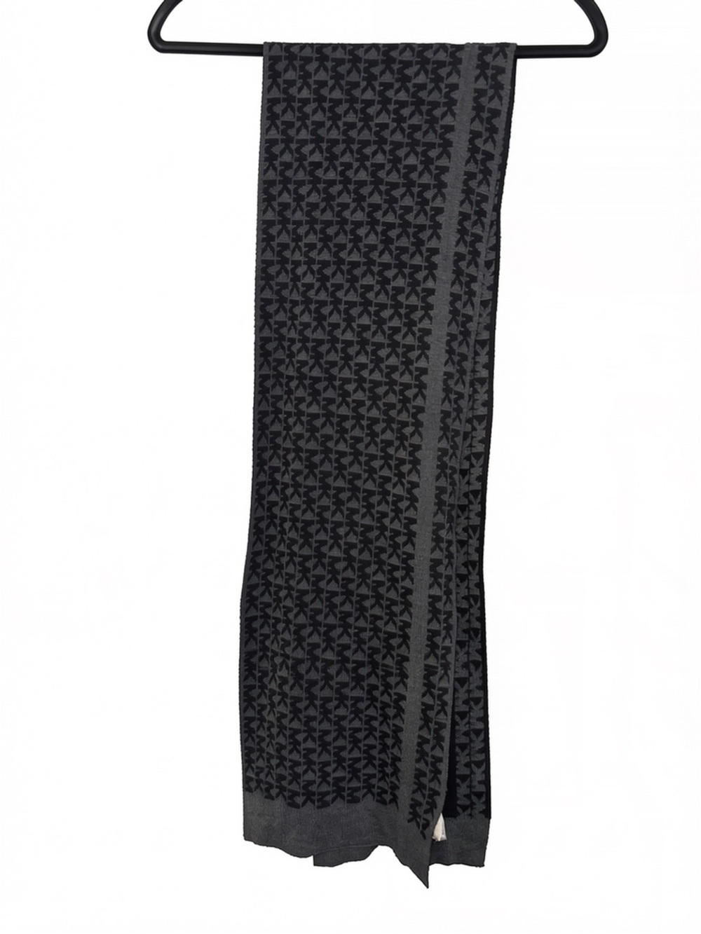 NWOT MICHAEL Michael Kors Black & Charcoal Logo Jacquard Scarf